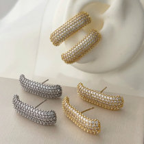 Pave zircon bar earrings