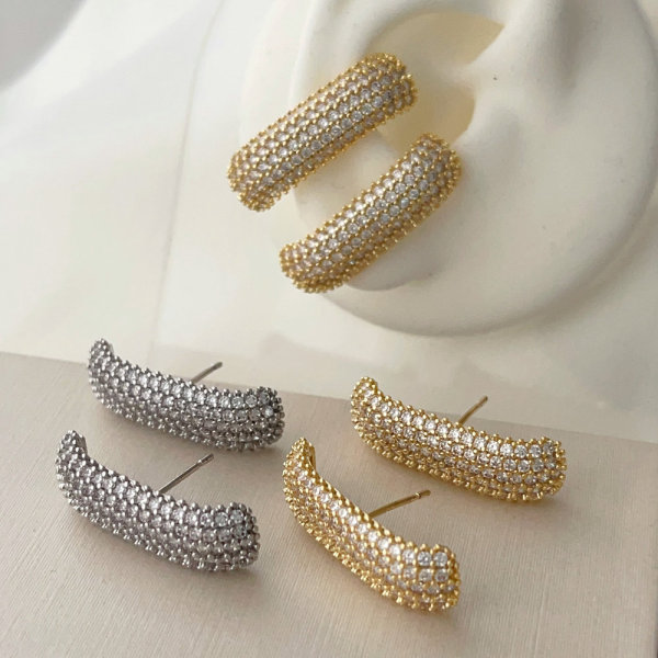 Pave zircon bar earrings