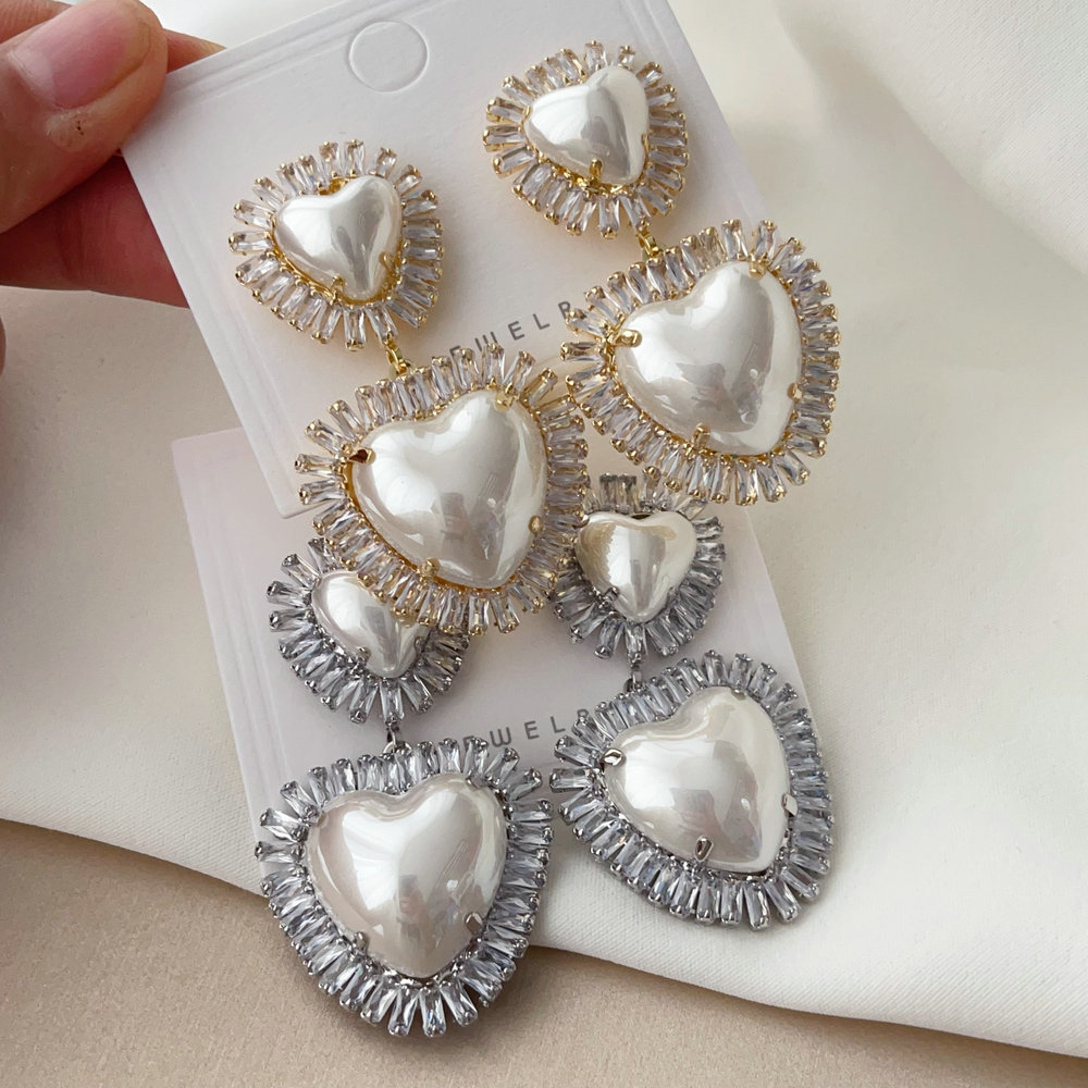Pave heart earrings