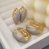 Pave two tone tear drop earrings