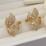 pave zircon leaf ring
