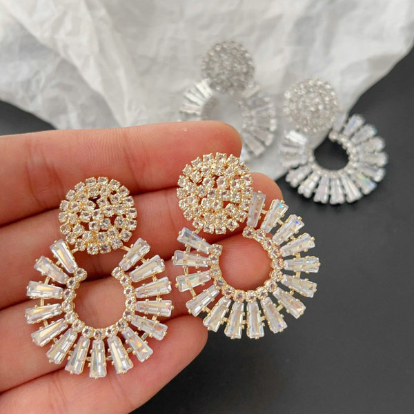 Pave zircon fan earrings