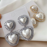 Pave heart earrings