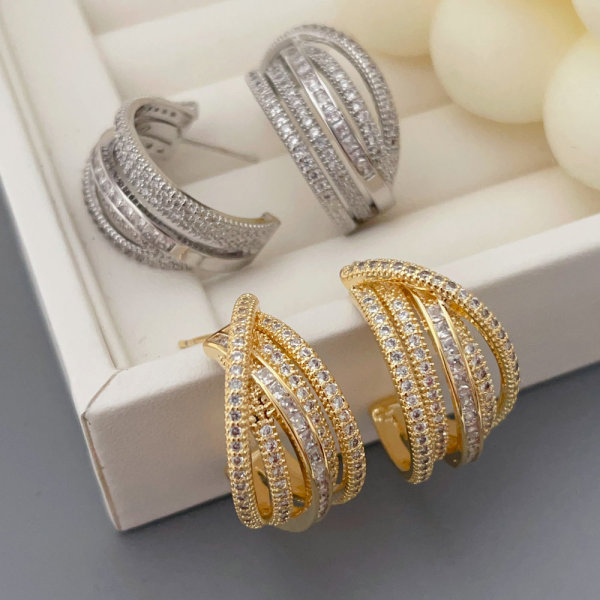 Pave zircon twist earrings