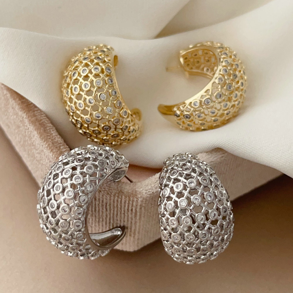 Pave zircon teardrop hoop