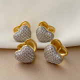 Pave two tone heart earrings