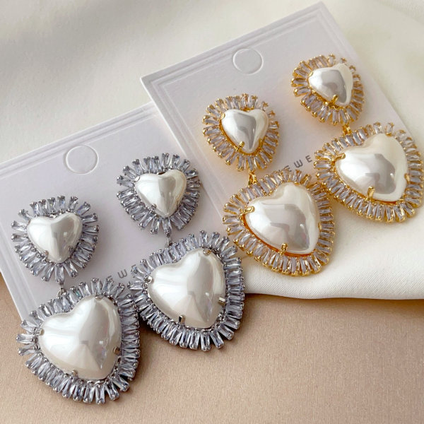 Pave heart earrings