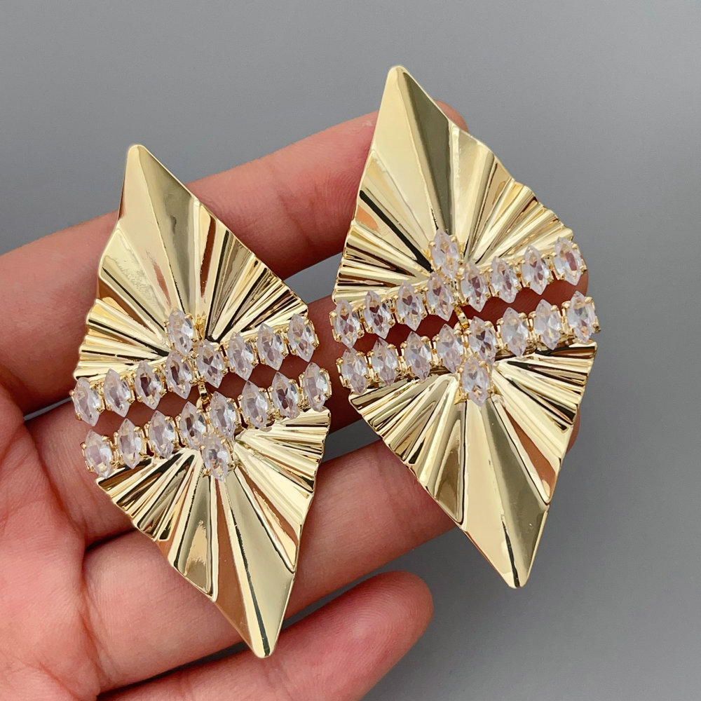 Pave triangle earrings