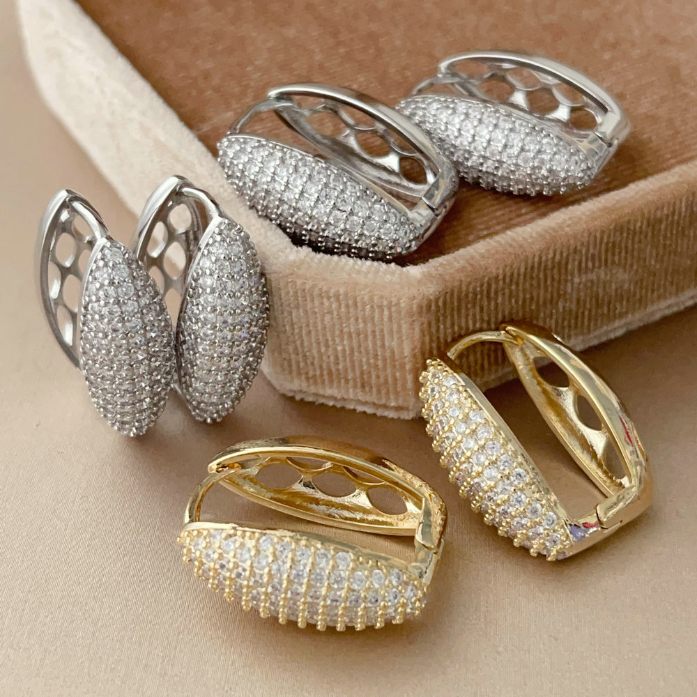 Pave zircon teardrop earrings