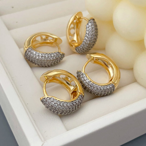 Pave two tone simple hoop