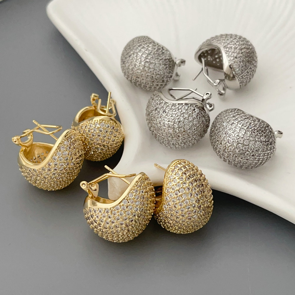 Pave zircon chunky teardrop earrings