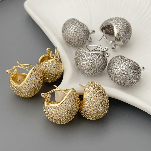 Pave zircon chunky teardrop earrings