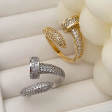 Pave zircon snail ring