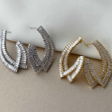Pave zircon v shape earrings