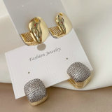 Pave two tone square earrings
