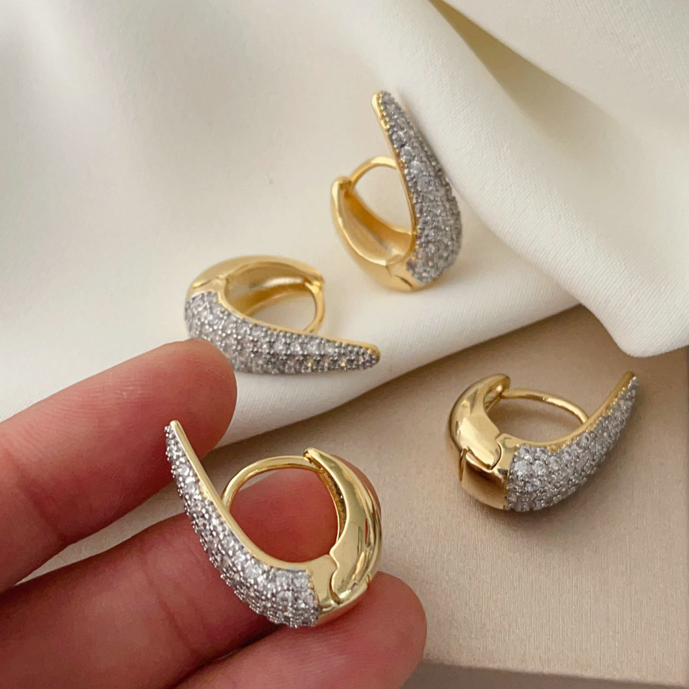 Pave two tone simple hoop