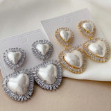 Pave heart earrings