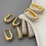 Pave zircon two tone earrings