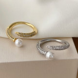 Pave zircon snail ring