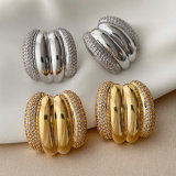 Pave zircon fan earrings
