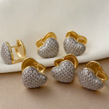 Pave two tone heart earrings