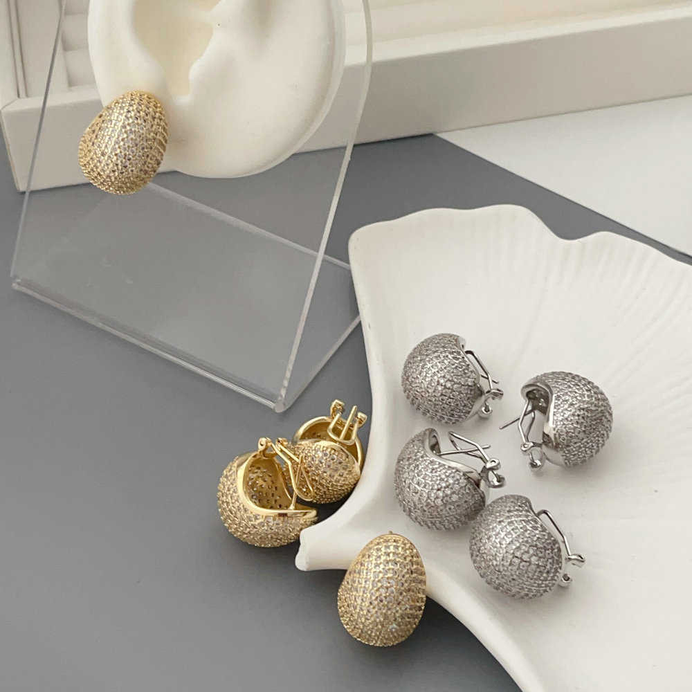 Pave zircon chunky teardrop earrings