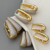 Pave zircon two tone earrings
