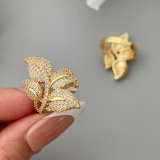 pave zircon leaf ring