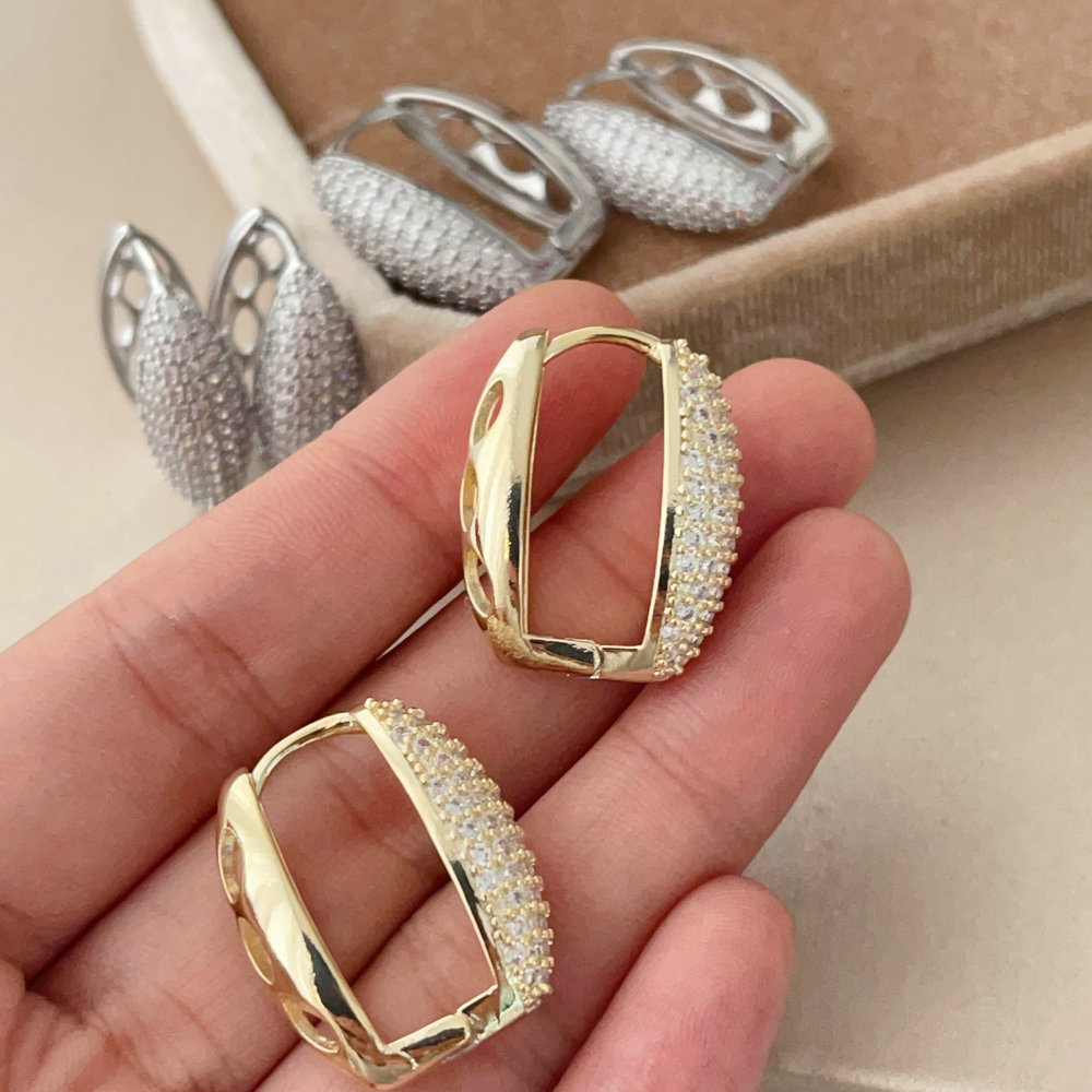 Pave zircon teardrop earrings