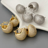 Pave zircon chunky teardrop earrings