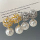pave zircon ball pearl earrings