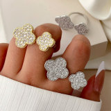 Pave zircon clover ring