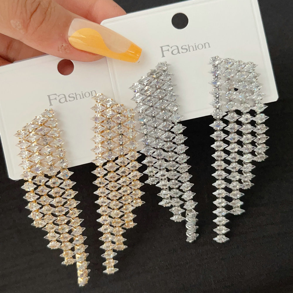 Pave fashion tassel earrings