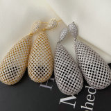 Pave zircon long drop earrings