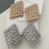Pave zircon square earrings