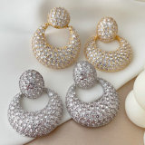 Pave zircon chunky circle earrings