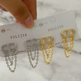 Pave cd chain tassel earrings