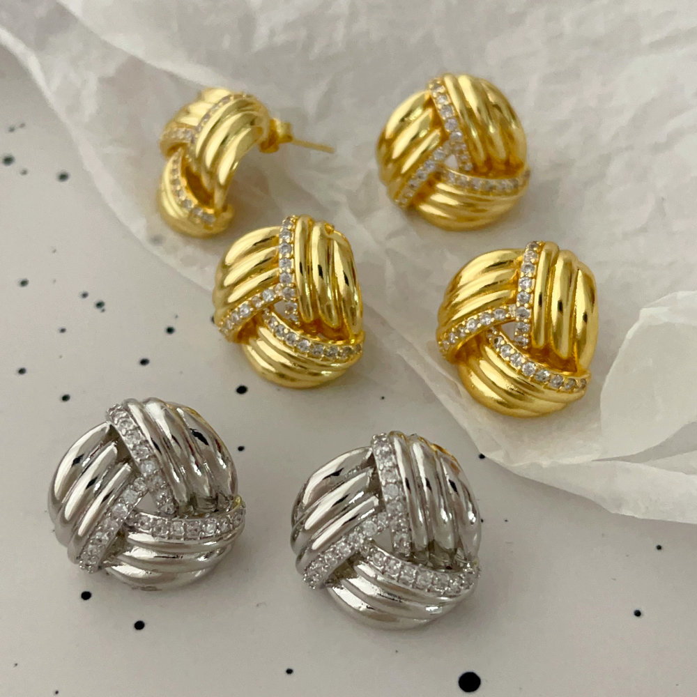 Pave twist earrings stud