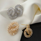 Pave zircon circle earrings