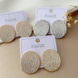 Pave zircon oval earrings