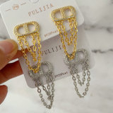 Pave cd chain tassel earrings