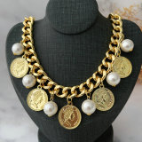 Chunky coin shell pearl necklace