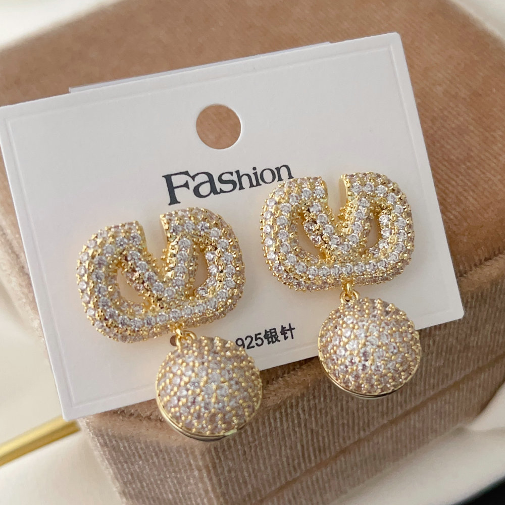 Pave ball drop earrings