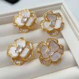 Pave ziron flower earrn