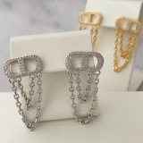 Pave cd chain tassel earrings