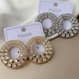 Pave zircon circle earrings