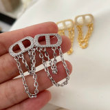 Pave cd chain tassel earrings