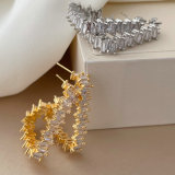 Pave zircon square earrings