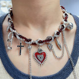 Chunky heart charm chain necklace