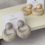 Pave zircon chunky circle earrings